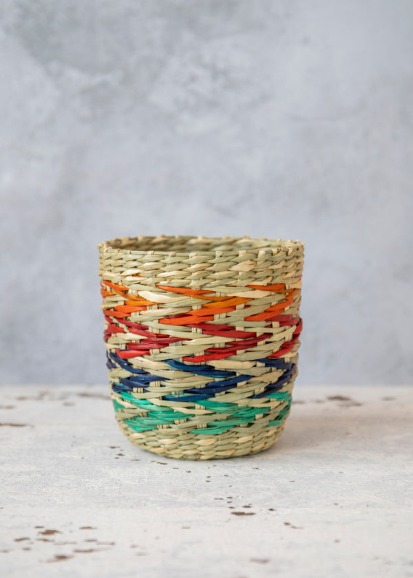 KitchenCraft Seagrass Plant Baskets, Set of 2, Rainbow Striped Design image 6