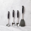 MasterClass Utensil Set with Slotted Turner, Salad Spoon, Sauce Ladle and Buffet Salad Fork - Black image 2