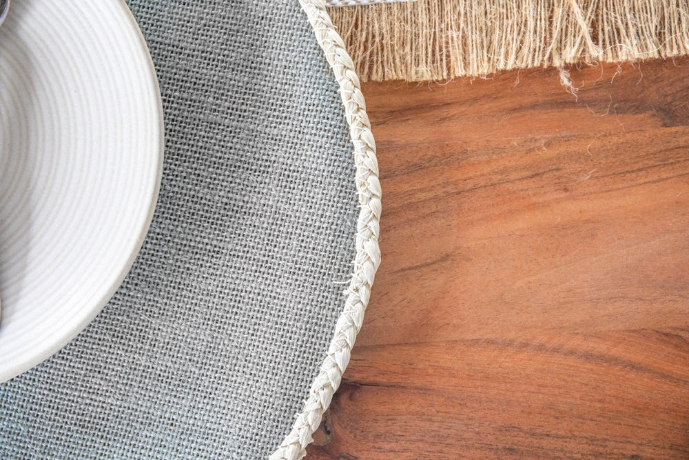 Creative Tops Round Jute Placemats, Set of 4, Grey, 34 cm