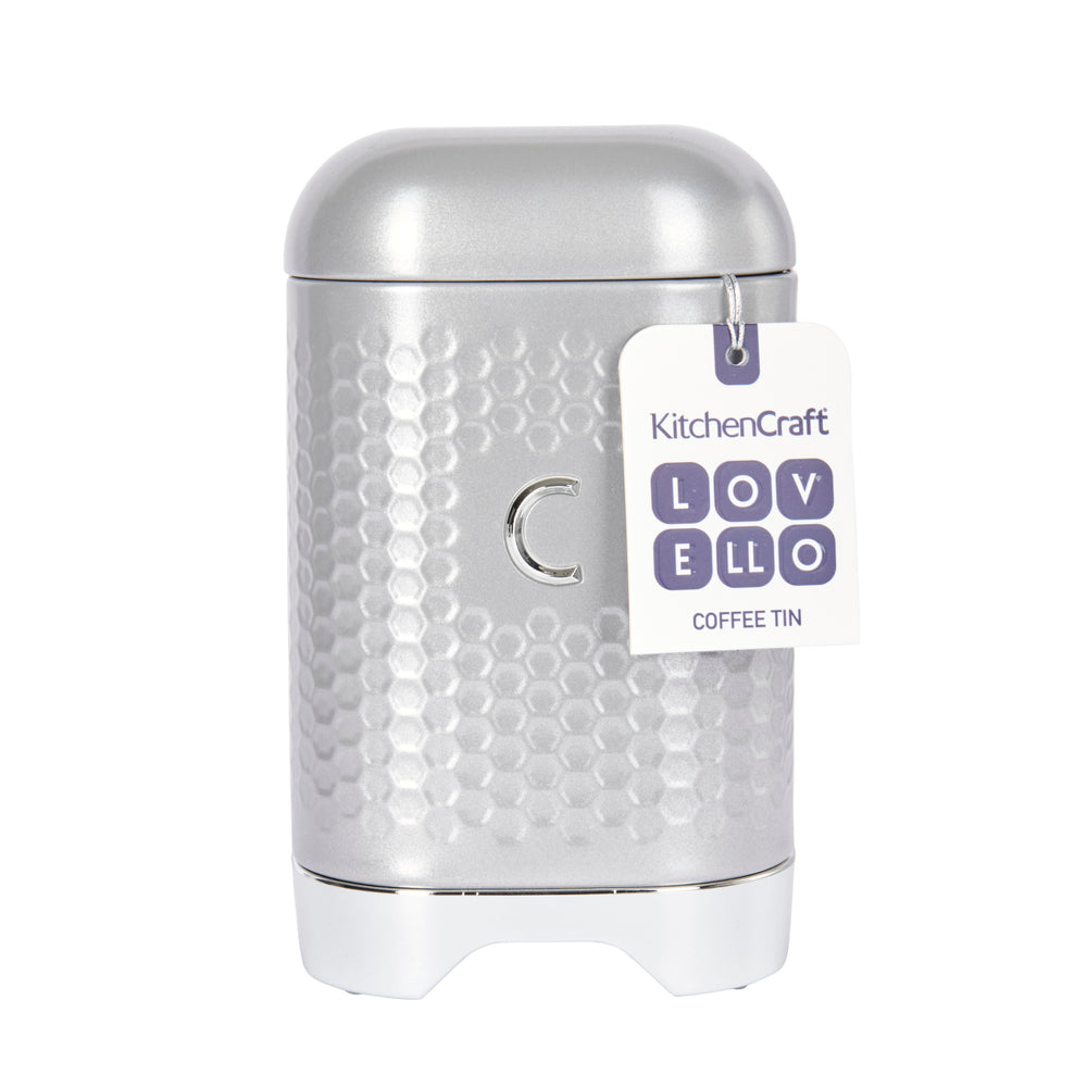 Lovello Retro Coffee Canister with Geometric Textured Finish - Shadow Grey