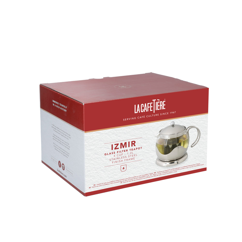 La Cafetière Izmir 1.2L Glass Teapot with Infuser - Stainless Steel