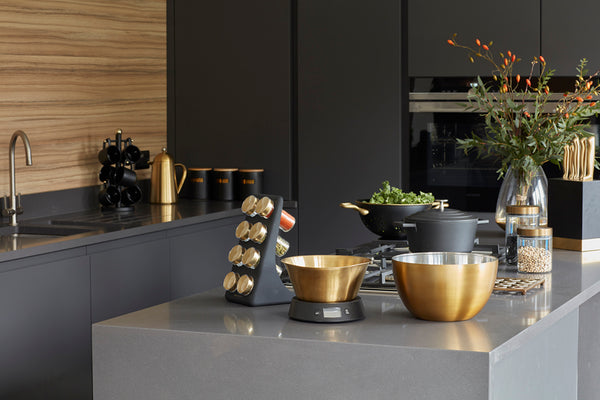 MasterClass Eight Jar Spice Rack with Matt Black and Brass Finish image 5