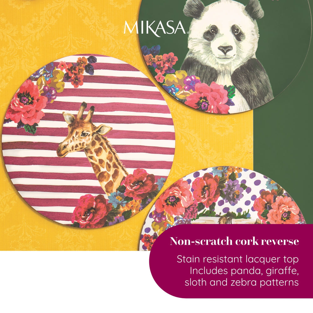Mikasa Wild at Heart Cork Round Placemats, Set of 4, 25cm