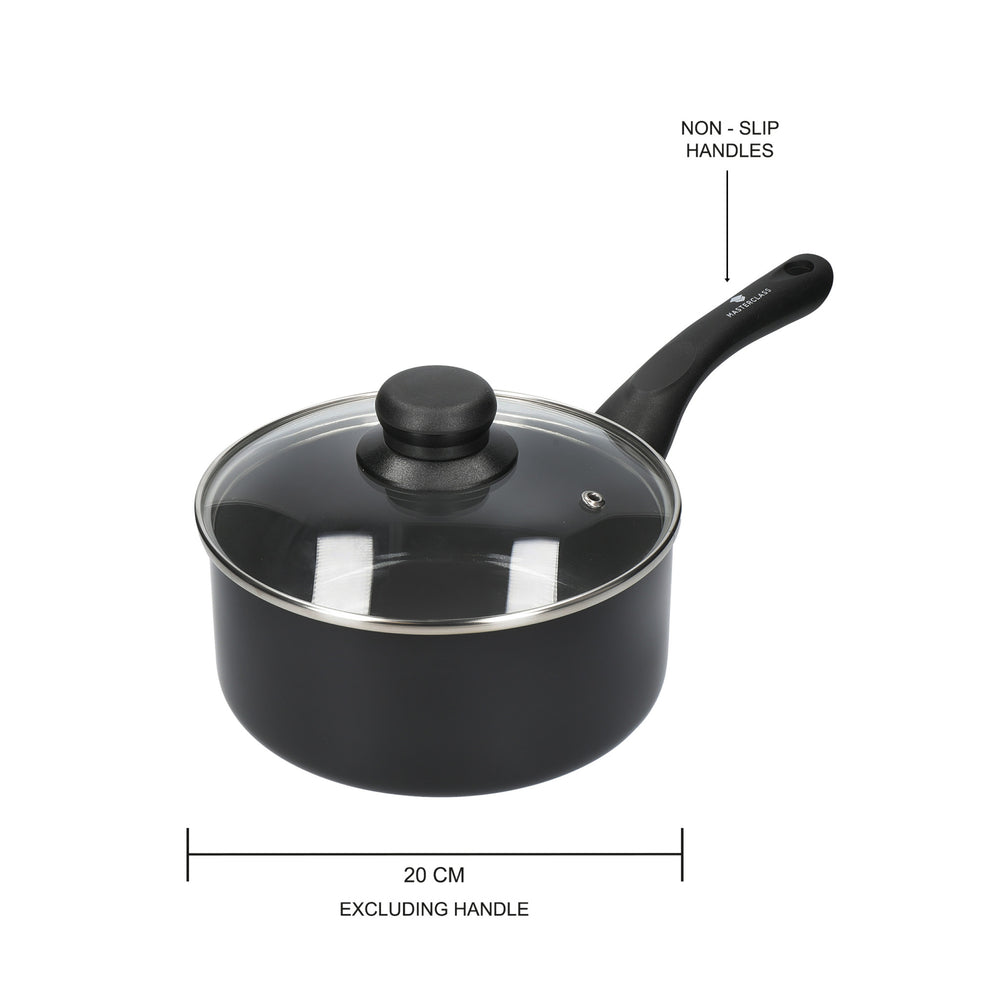 3pc Can-to-Pan Non-Stick Alumninium Saucepan Set,with 16cm, 18cm and 20cm Saucepans with Lids