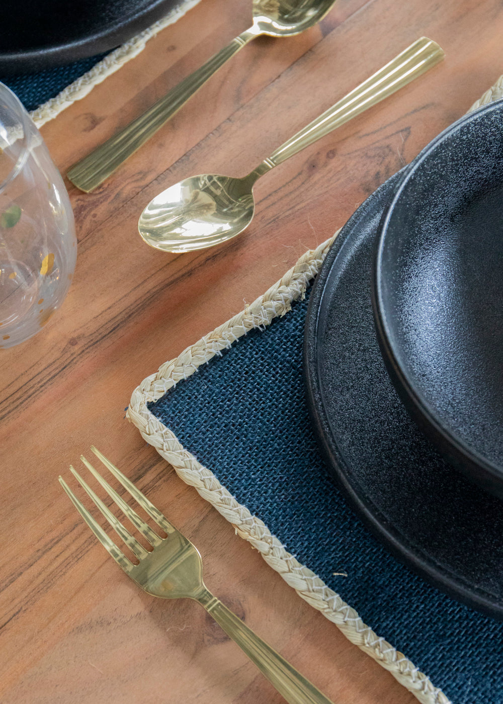 Creative Tops Rectangular Jute Placemats, Set of 4, Navy Blue, 19 x 22 cm