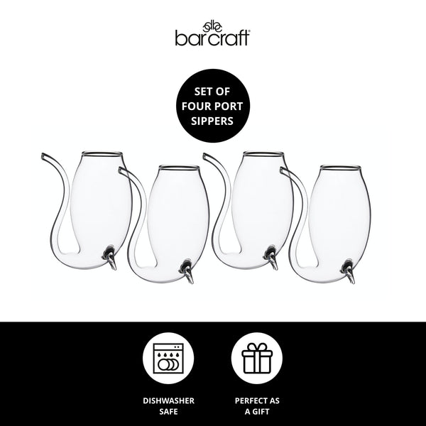 BarCraft Set of 4 Glass Port Sippers image 9