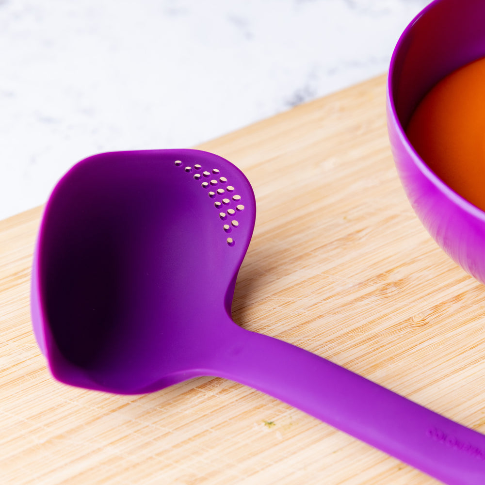Colourworks Purple Silicone Ladle with Pouring Spout and Straining Holes