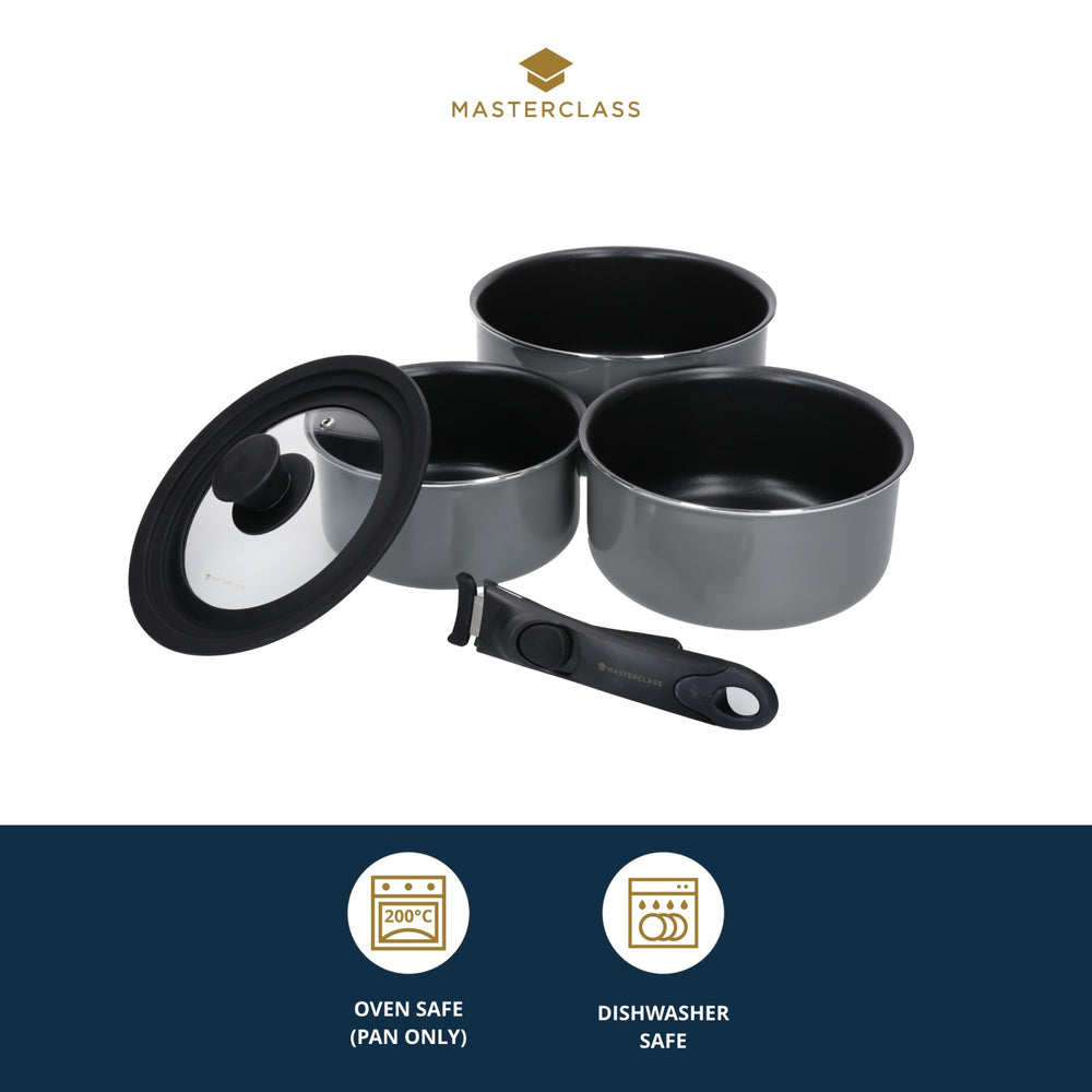 MasterClass Smart Space Set of Three Stacking Induction-Safe Non-Stick Pans