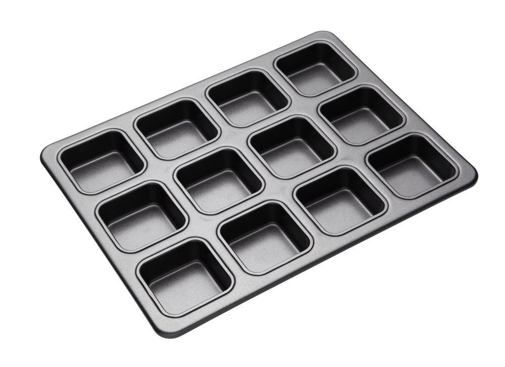 3pc Non-Stick Brownie Baking Set with 2x Standard Brownie Pans and 1x 12-Hole Individual Brownie Pan