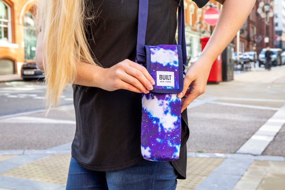 BUILT Insulated Bottle Bag with Shoulder Strap and Food-Safe Thermal Lining - 'Galaxy'
