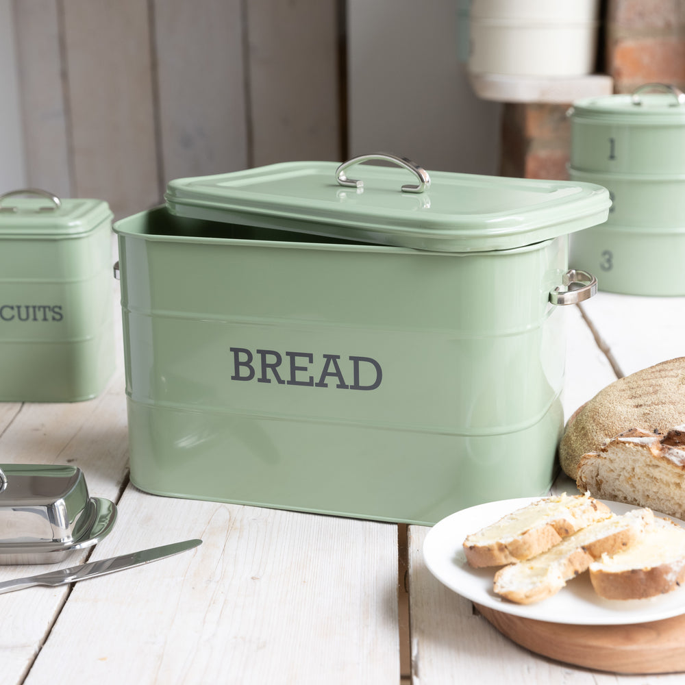 Living Nostalgia Large Metal Bread Bin - English Sage Green