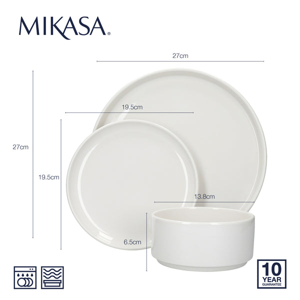 Mikasa Camberlie Porcelain 12-Piece White Dinner Set image 7