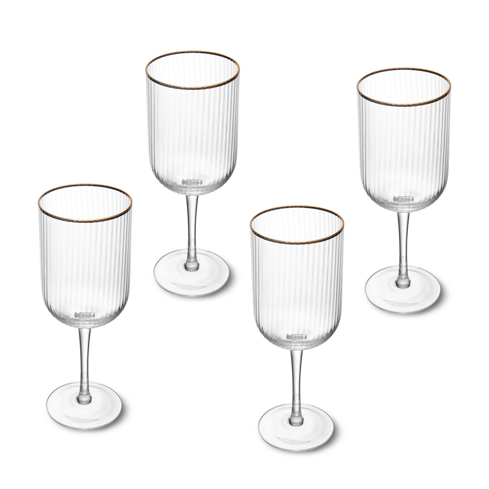 Mikasa Sorrento Ridged Crystal Red Wine Glasses, Set of 4, 450ml