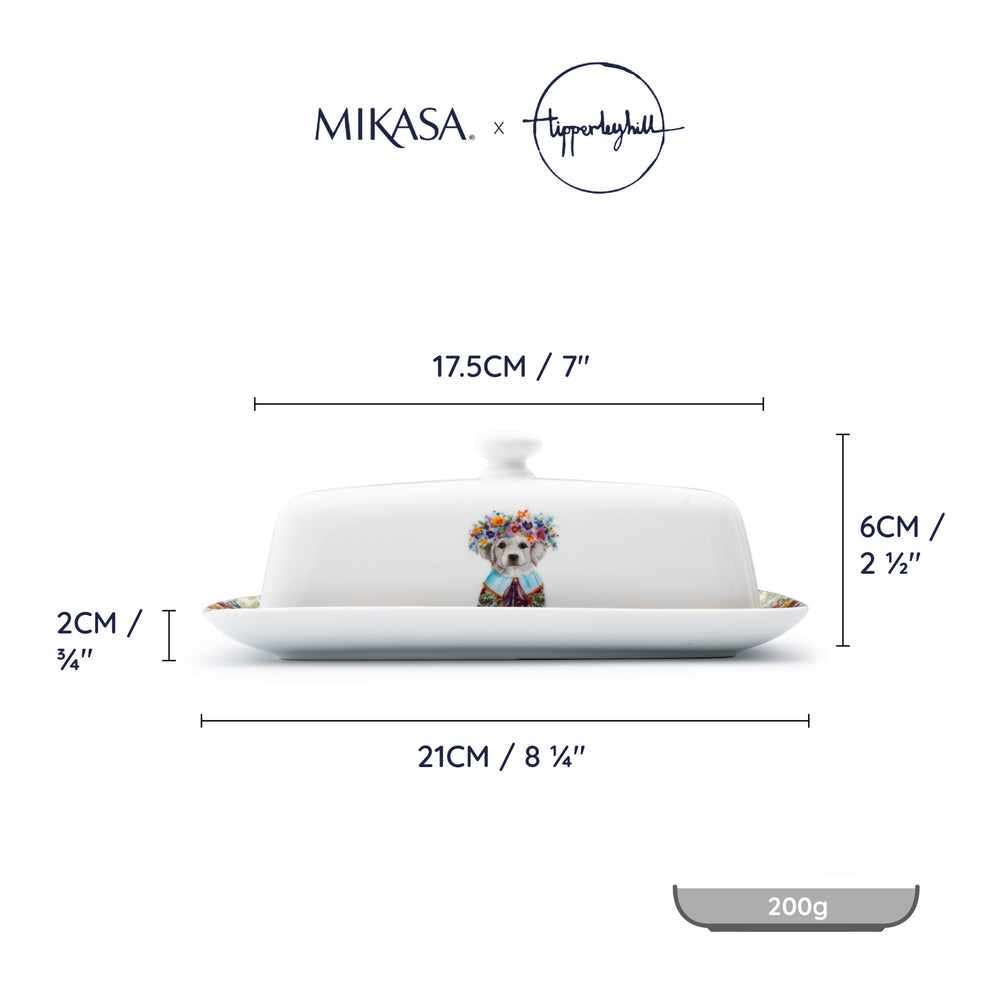 Mikasa Tipperleyhill Decorative Ceramic Butter Dish With Lid, 21 x 11 x 7CM