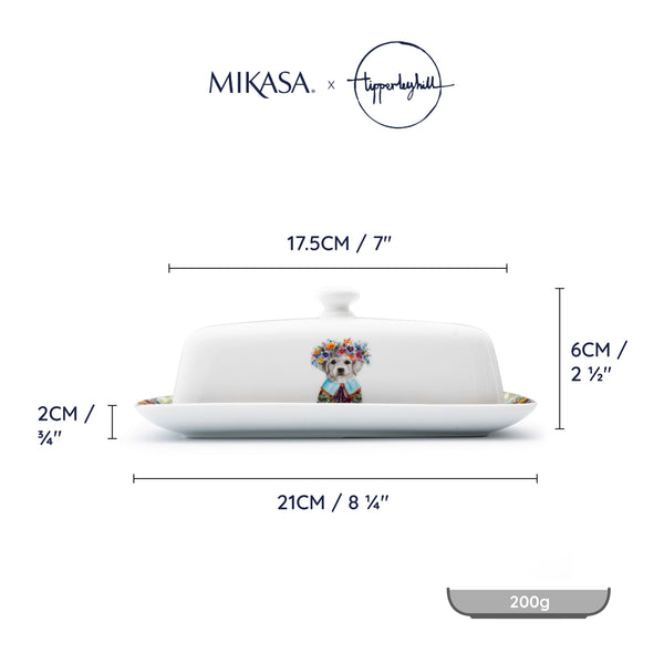 Mikasa Tipperleyhill Decorative Ceramic Butter Dish With Lid, 21 x 11 x 7CM image 8