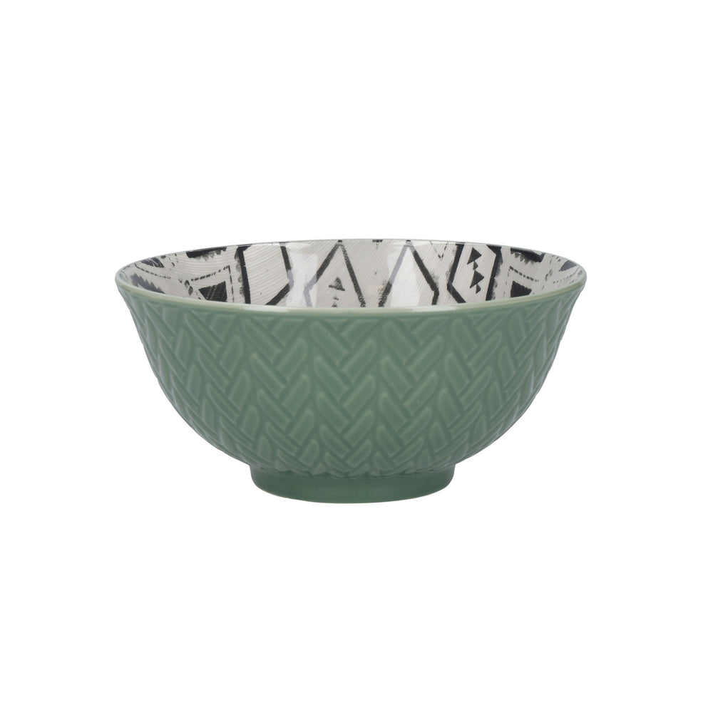 KitchenCraft Patterned Ceramic Cereal Bowls, Set of 4 - 'Designed For Life' Designs