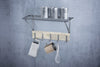 Industrial Kitchen Wall-Mounted Shelf with Hooks image 2