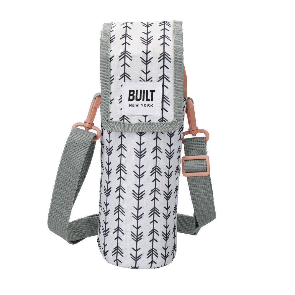 BUILT Insulated Bottle Bag with Shoulder Strap and Food-Safe Thermal Lining - White