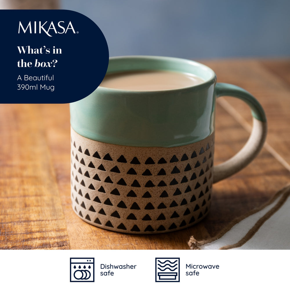 Mikasa Wax Resist Green Glaze Mug, 390ML