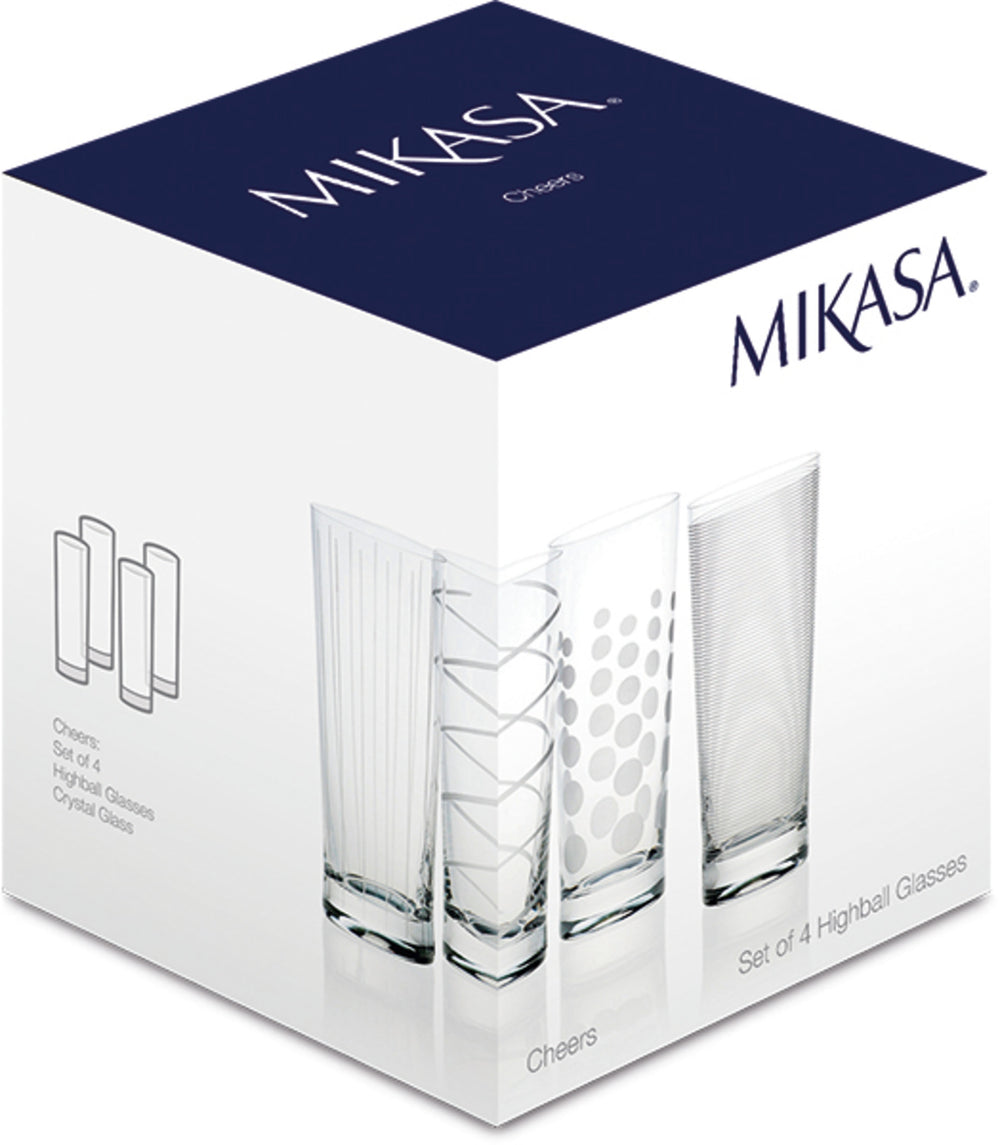 Mikasa Cheers Set Of 4 High Ball Glasses