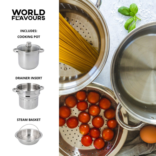 KitchenCraft World of Flavours Italian Pasta Pot with Steamer Insert image 12