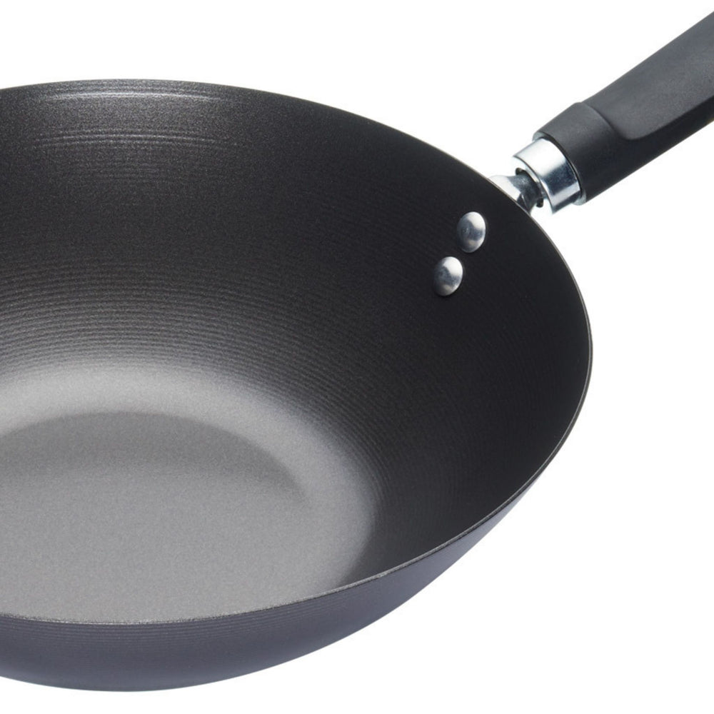 KitchenCraft World of Flavours Oriental Carbon Steel Non-Stick Wok, 20cm