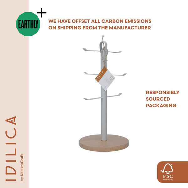 KitchenCraft Idilica Metal Mug Tree with Beechwood Base, 33cm image 10