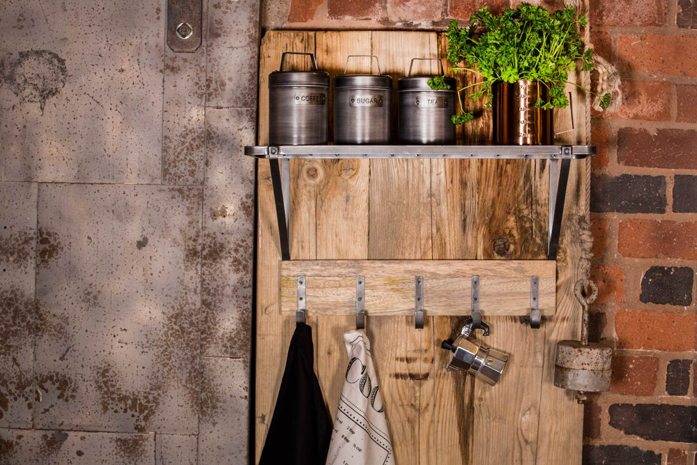 KitchenCraft Industrial Kitchen Tea, Coffee and Sugar Canisters in Gift Box, Vintage-Style Metal