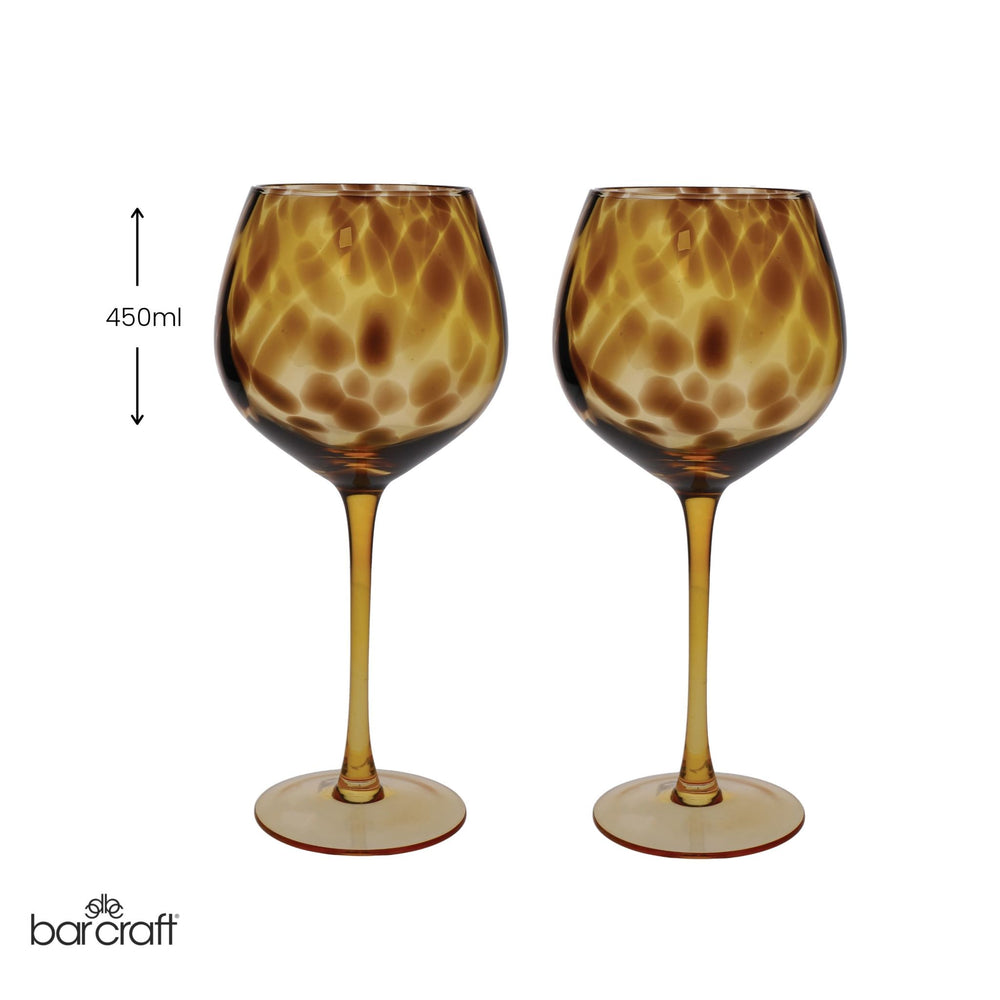BarCraft Set of 2 Tortoiseshell Patterned Gin Glasses in Gift Box