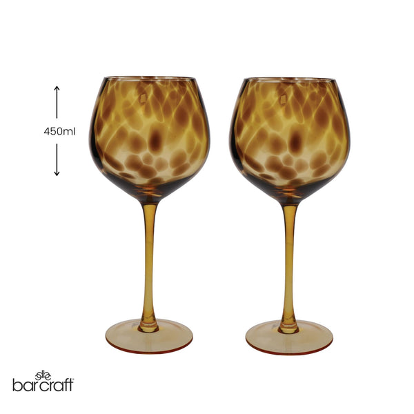 BarCraft Set of 2 Tortoiseshell Patterned Gin Glasses in Gift Box image 8