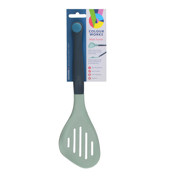 Colourworks Classics Blue Long Handled Silicone Slotted Food Turner image 4