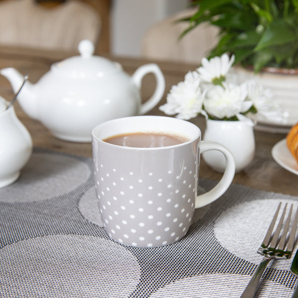 Set of 4 KitchenCraft China Grey Polka Mugs image 4