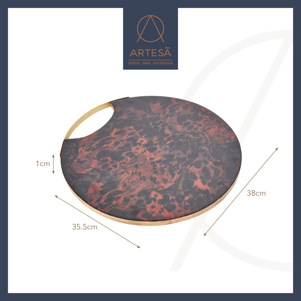 Artesà Mango Wood Round Serving Platter with Tortoiseshell Resin Finish
