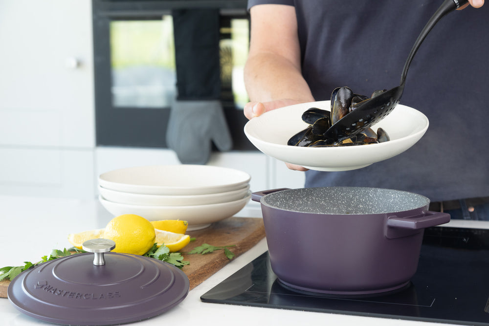 MasterClass Purple Cast Aluminium Casserole Dish, 24cm, 4L