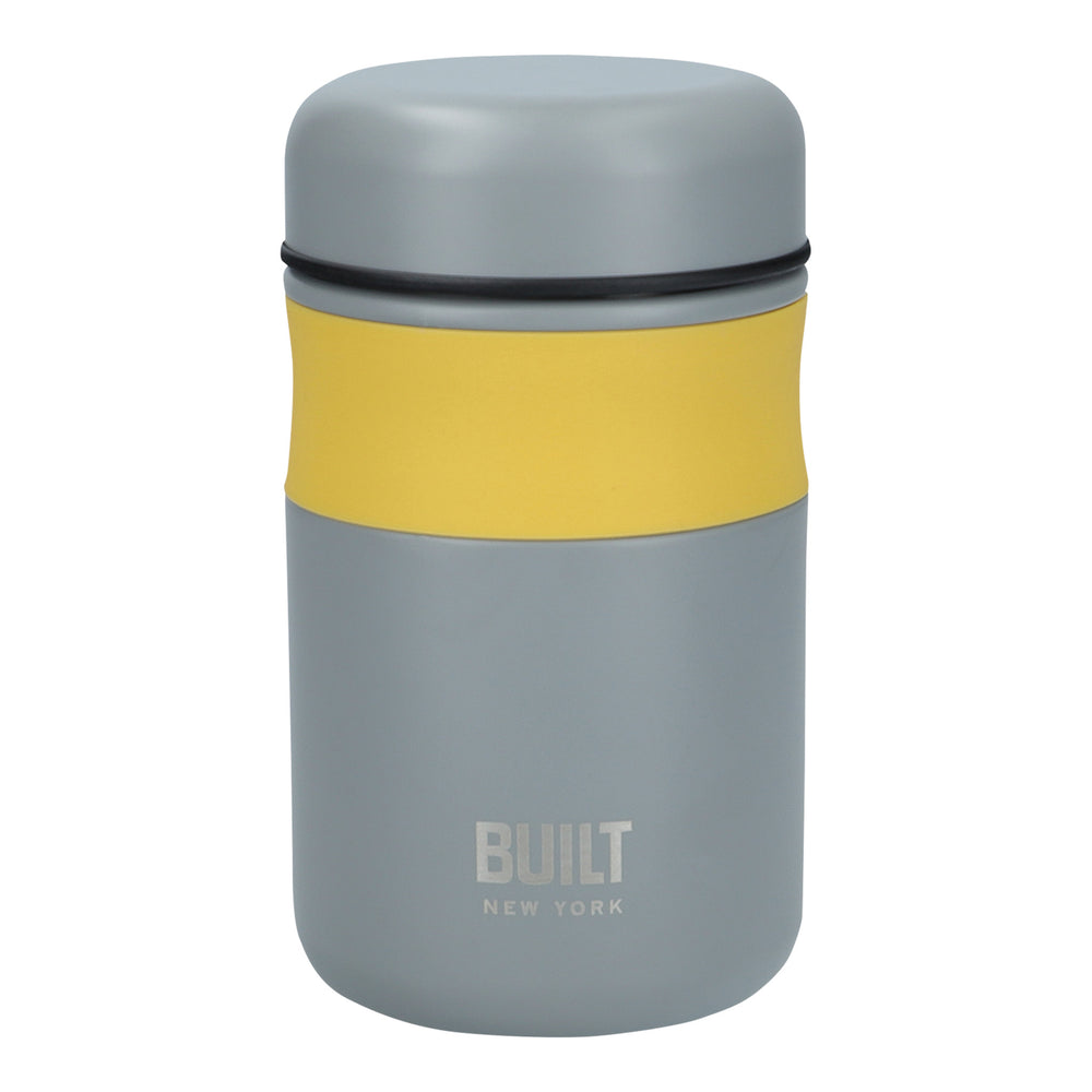 BUILT Stylist 490ml Food Flask and Perfect Seal 540ml Yellow Hydration Bottle Set