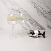 3pc Drinkware Set with 2x Iridescent Gin Glasses and Lazy Fish Stainless Steel Corkscrew image 2