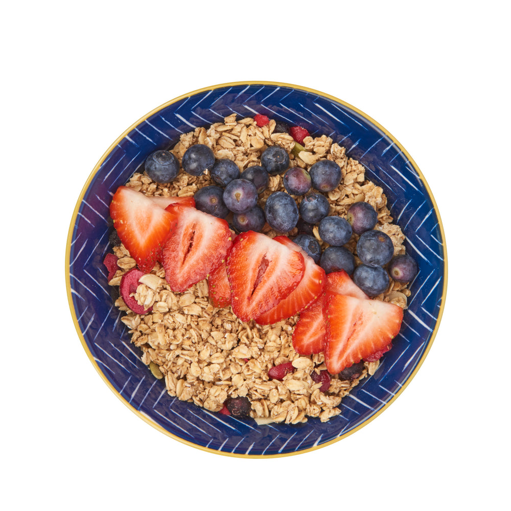Set of 4 KitchenCraft Contrasting Blue Chevron and Spotty Ceramic Bowls