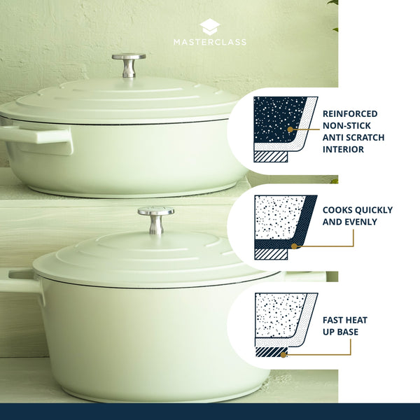 MasterClass Mint Green Cast Aluminium Shallow Casserole Dish, 4L image 10