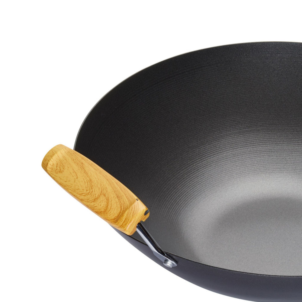 KitchenCraft World of Flavours Oriental Carbon Steel Non-Stick Wok, 35cm