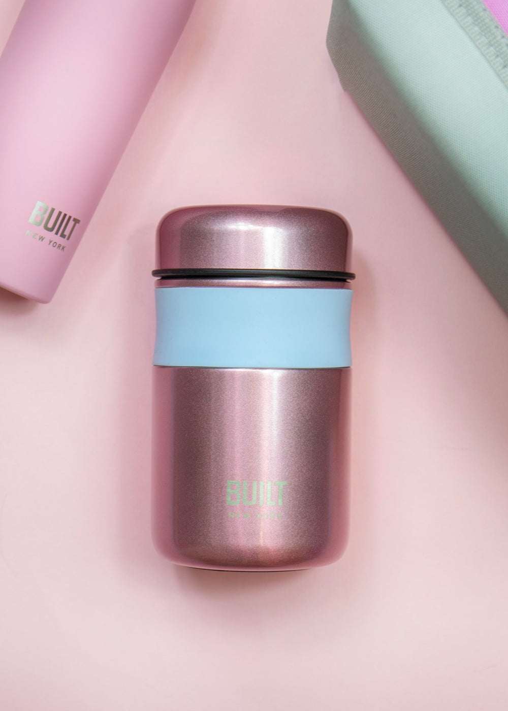 BUILT Tiempo Insulated Food Flask, 490ml, Rose Pink