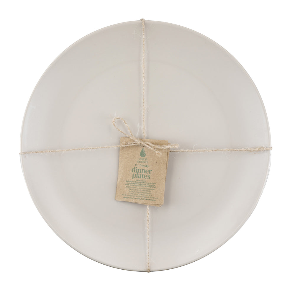 Natural Elements Recycled Plastic Dinner Plates - Set of 4, 25.5cm