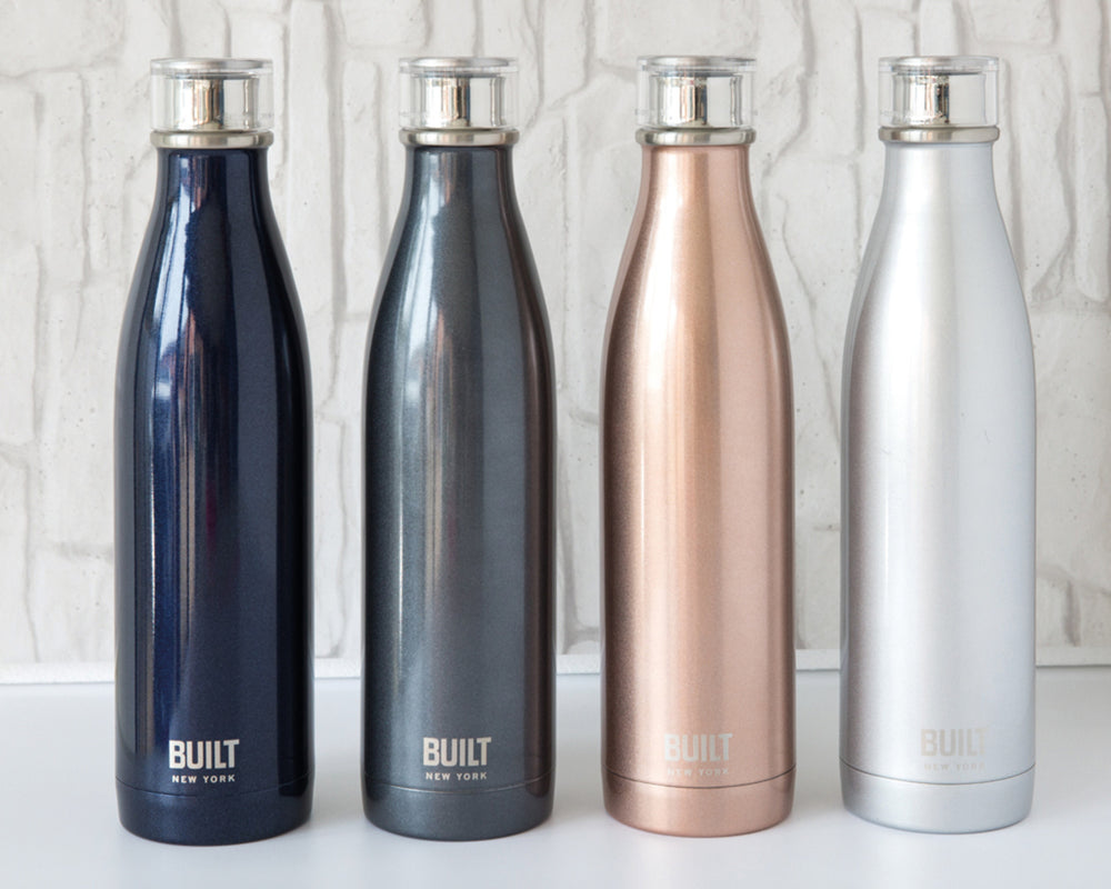 Built 740ml Double Walled Stainless Steel Water Bottle Midnight Blue