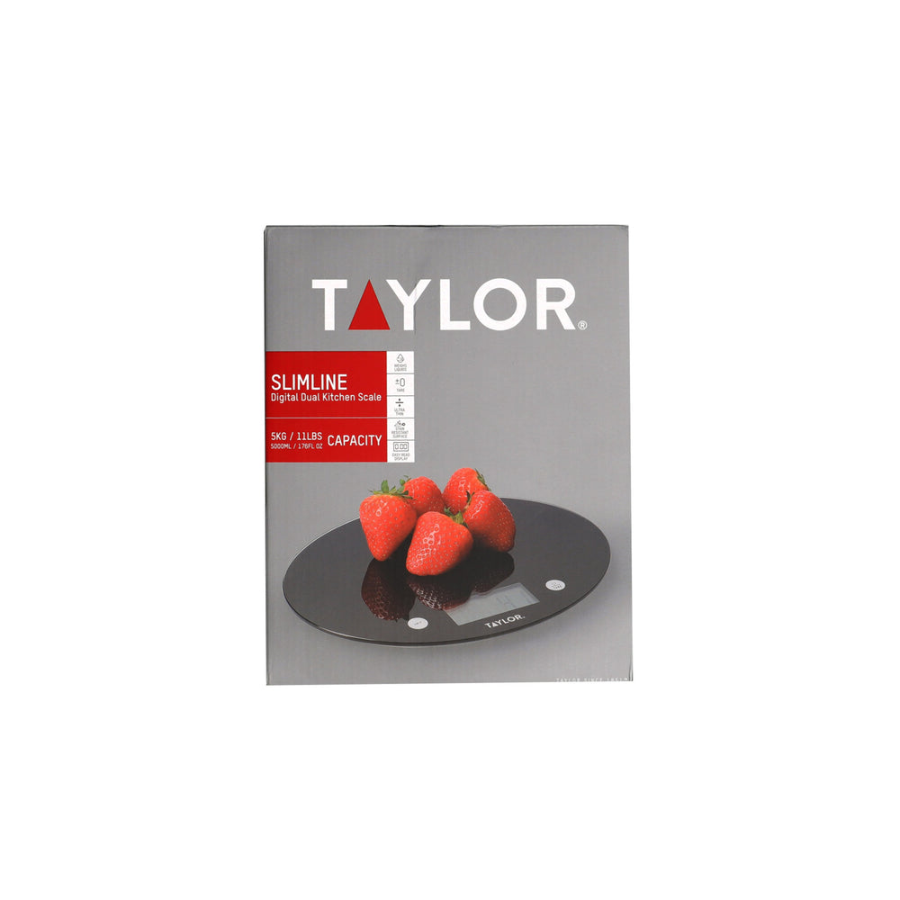 Taylor Slimline Digital Dual Kitchen Scale, 5kg / 5000ml, Black Glass