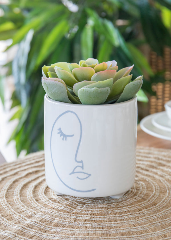 KitchenCraft Abstract Face Planter, Dolomite, White / Grey image 4