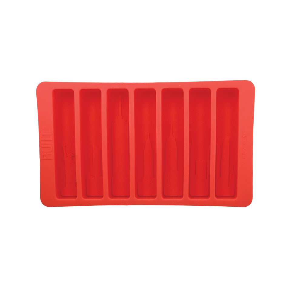 BUILT Water Bottle Ice Cube Tray, BPA Free Easy Release Flexible Silicone, Red, 19.5 x 11.5cm