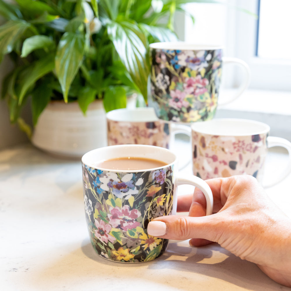 KitchenCraft Terrazzo Floral Mugs - Set of 4