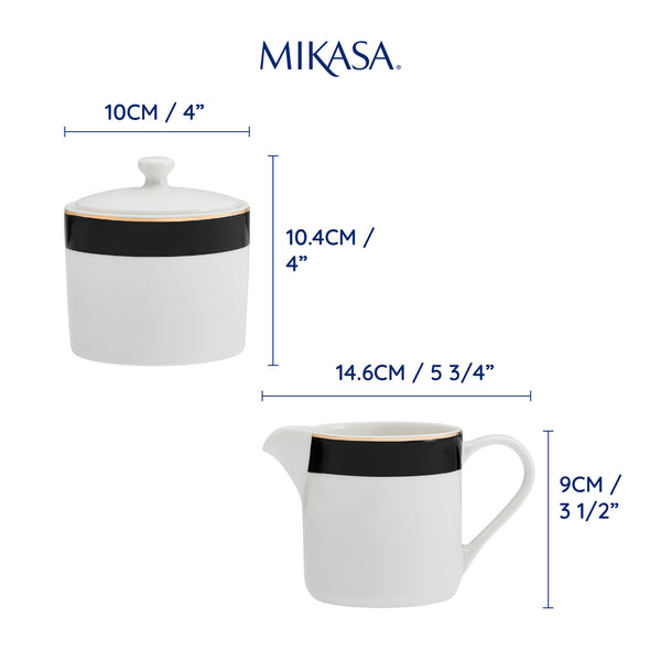 Mikasa Luxe Deco China Sugar Pot and Creamer Set, 245ml, White image 7