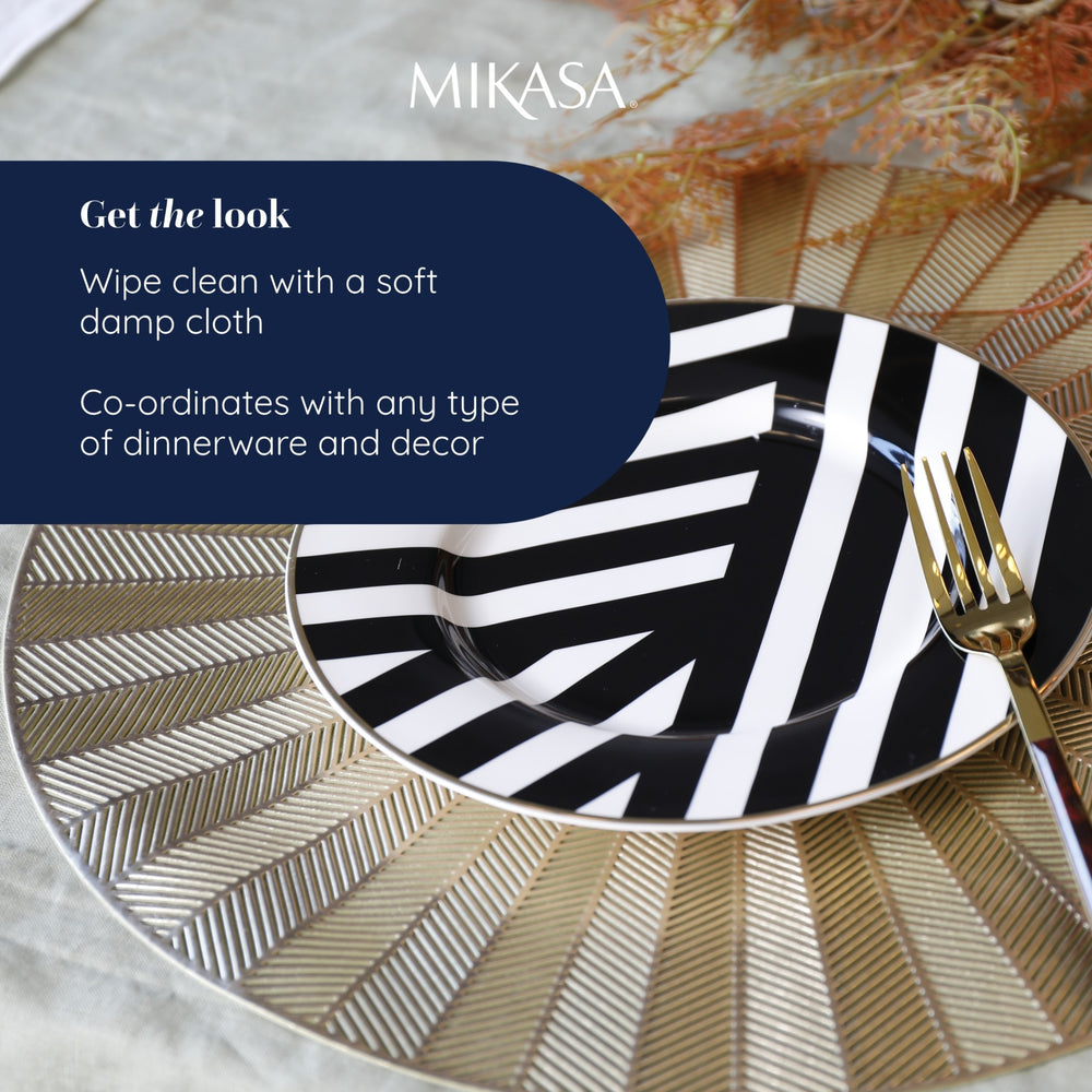 Mikasa Round Metallic Placemats, Set of 4, Gold, 38cm
