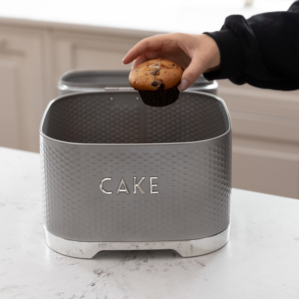 Lovello Textured Steel Cake Tin - Shadow Grey