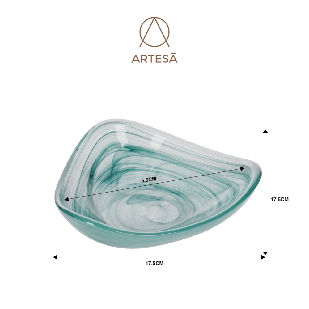 Artesà Glass Serving Bowl - Green Swirl, 18 cm